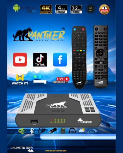رسيفر بانثر ثاندر 4K اندرويد 4 جيجا رام 32 جيجا ذاكرة - كينج سات مصر